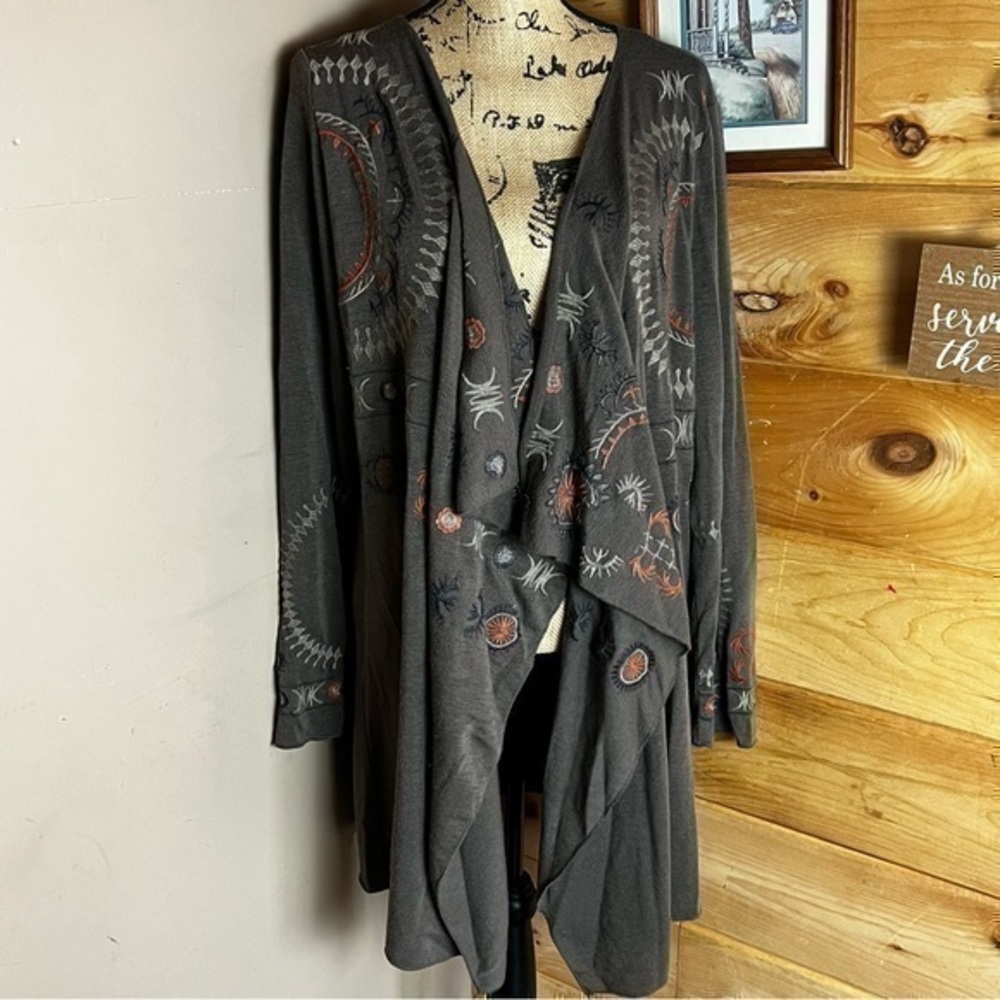 No Brand Brown Patterned Long Cardigan